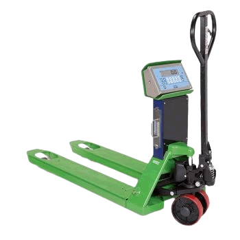 ATEX approved pallet truck scale with digital display for hazardous area weighing.